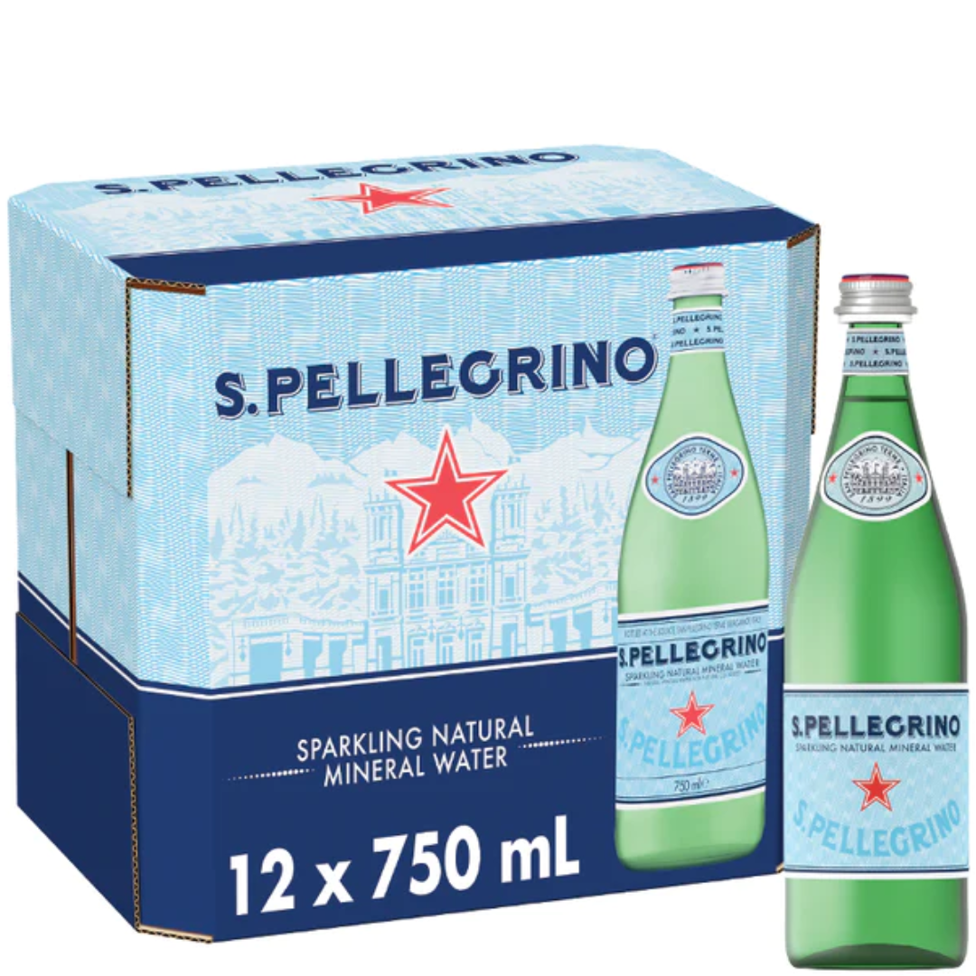 San Pellegrino Sparkling Mineral Water 750ml - 12x Glass Bottle