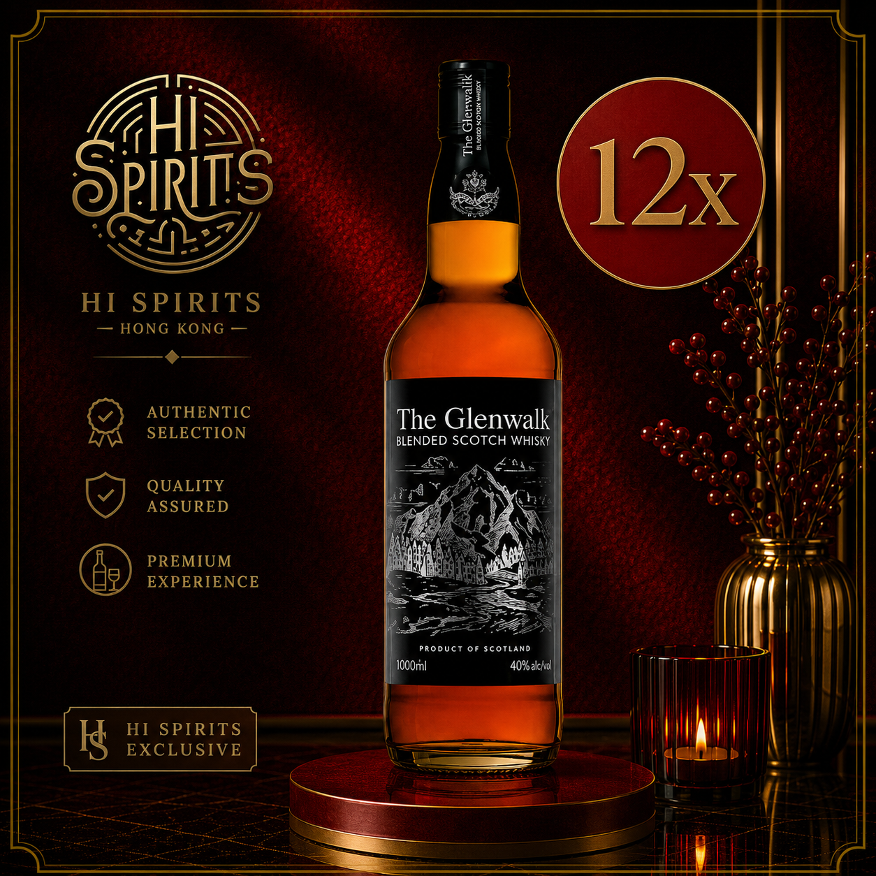 THE GLENWALK Blended Scotch Whisky 1L x 12