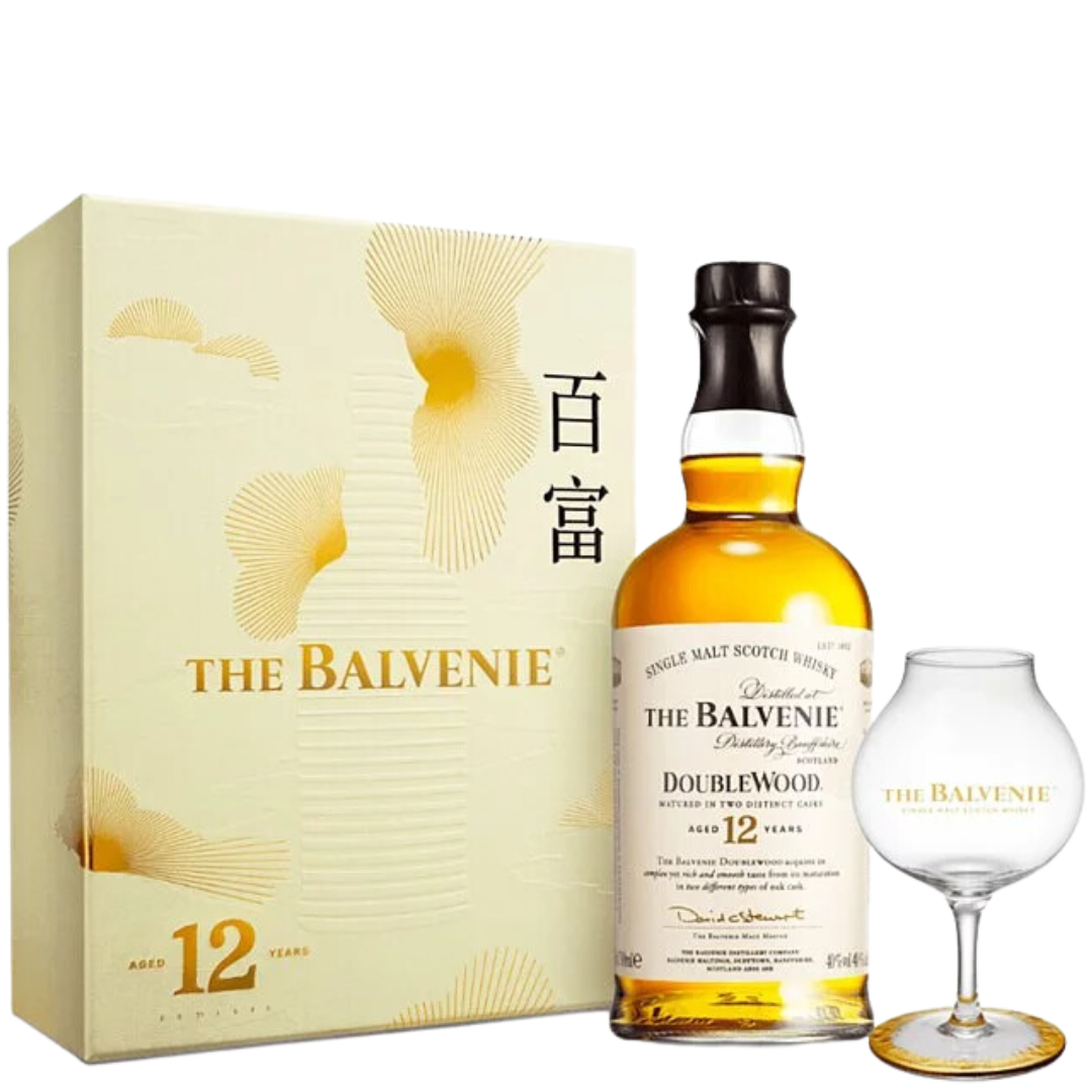 The Balvenie 12 Year Double Wood Single Malt Whisky Gift Set 700ml (with 1 Glass)