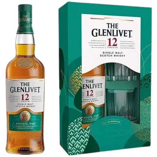 The Glenlivet 12 Year Old Single Malt Scotch Whisky Gift Pack 700ml (w/ 2 Glasses)