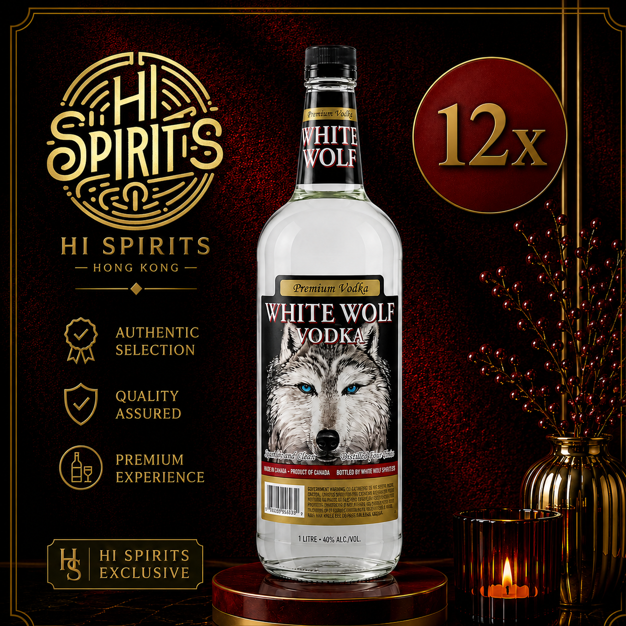 WHITE WOLF Vodka 1L x 12